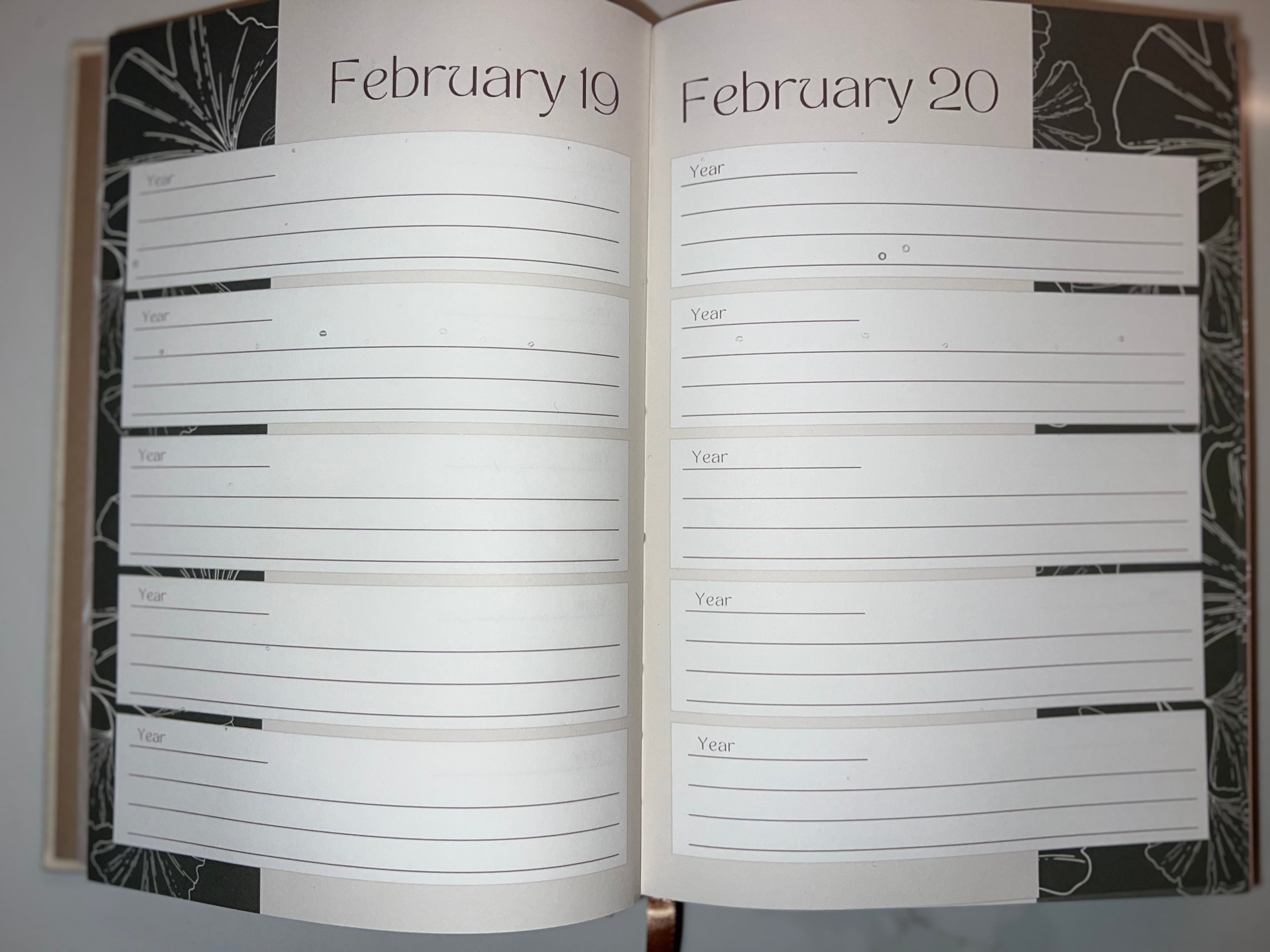 5 year diary Green- small printing imperfection